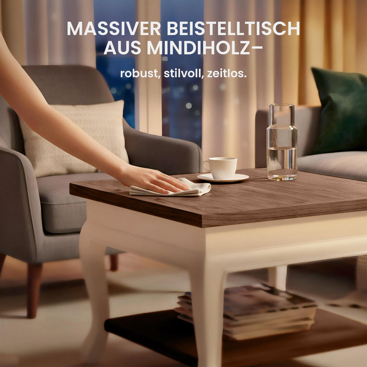 COUCHTISCH eckig 60/60/50 cm Holz Dunkelbraun - Dunkelbraun/Weiß, Holz (60/60/50cm) - CLP