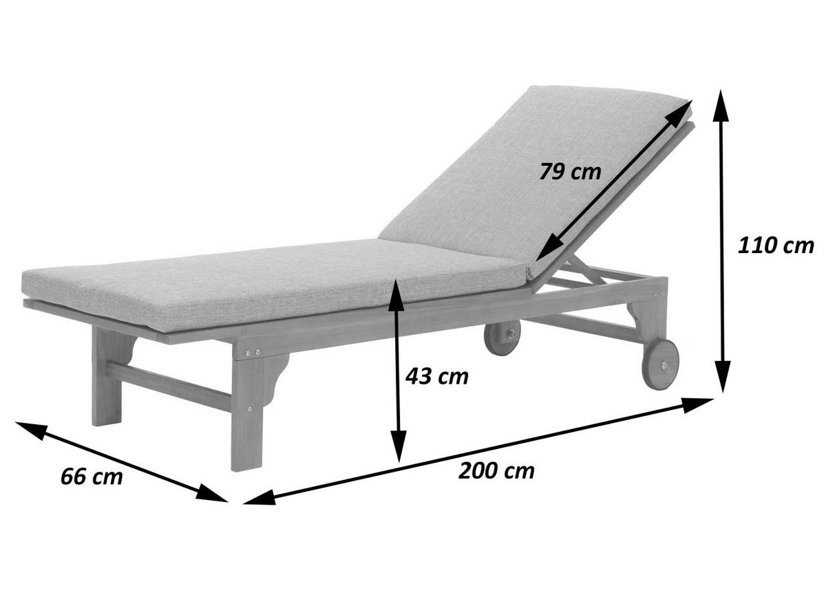 SONNENLIEGE Grau - Grau, Holz (66/110/200cm) - MCW