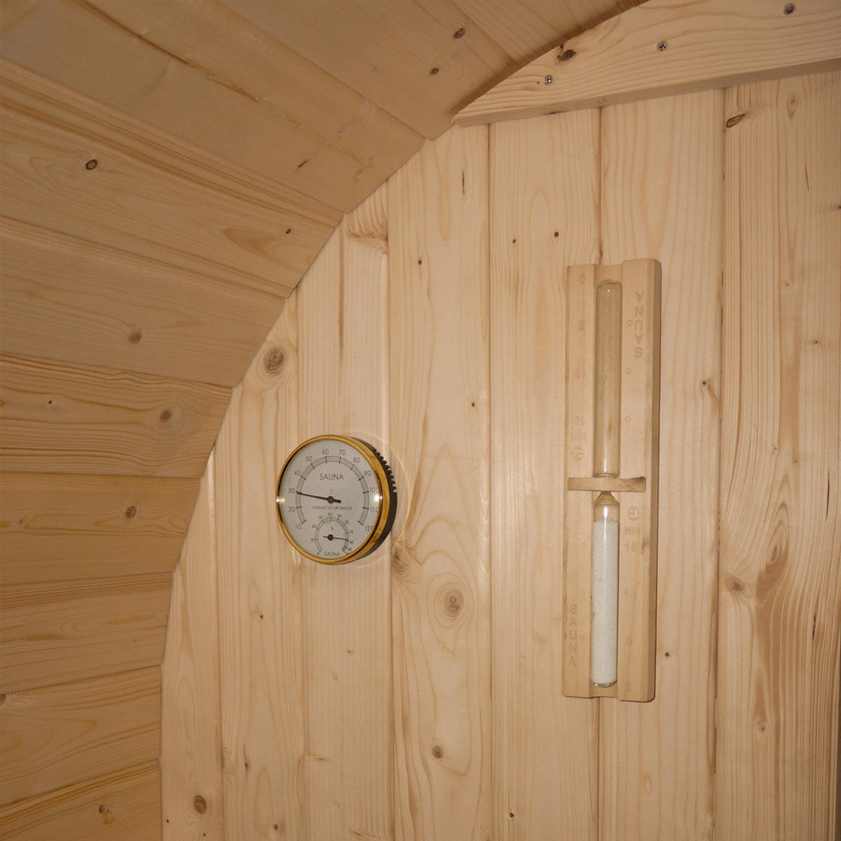 OUTDOOR FASSSAUNA LAHTI - Größe: M - Naturfarben, Holz (194.8/191.7/120cm) - Home Deluxe