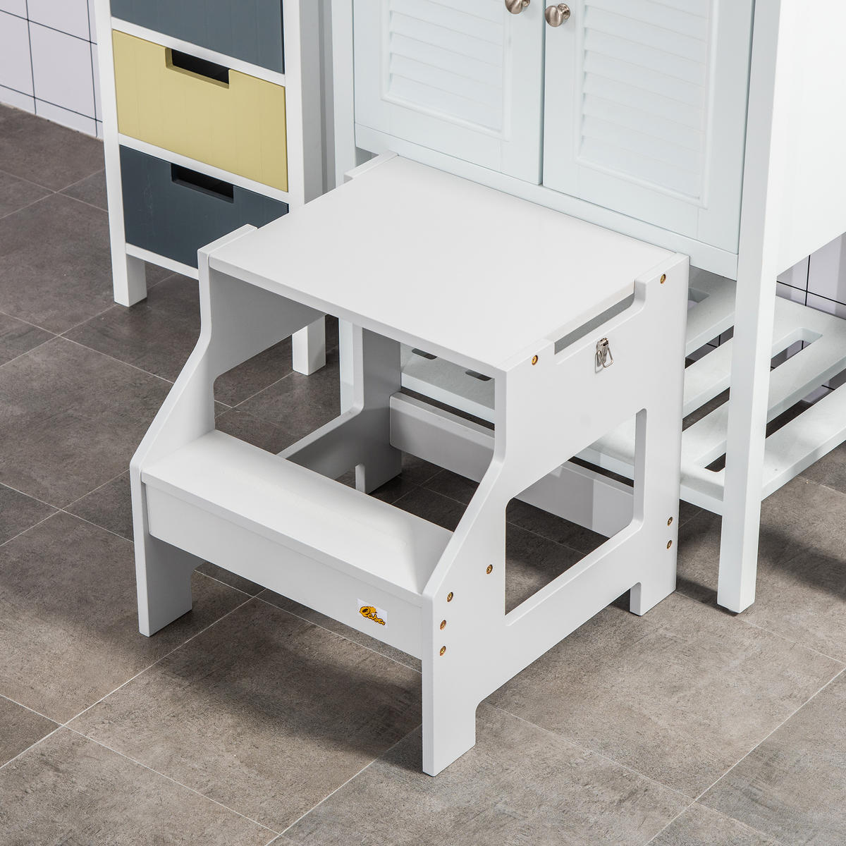 LERNTURM DE-17264 3-in-1 mit Tafel & Sicherheitsrand Grau - Grau, Holzwerkstoff (44/86/42cm) - ComfortXL