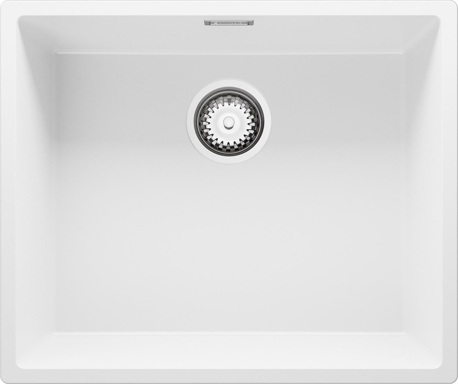 UNTERBAUSPÜLE GRANIT London, 2-er set Weiß 56/47 cm 1 Becken + Ablauf-Set ab 60er Unterschrank - Chromfarben/Weiß, Kunststoff (56/20/47cm) - Primagran