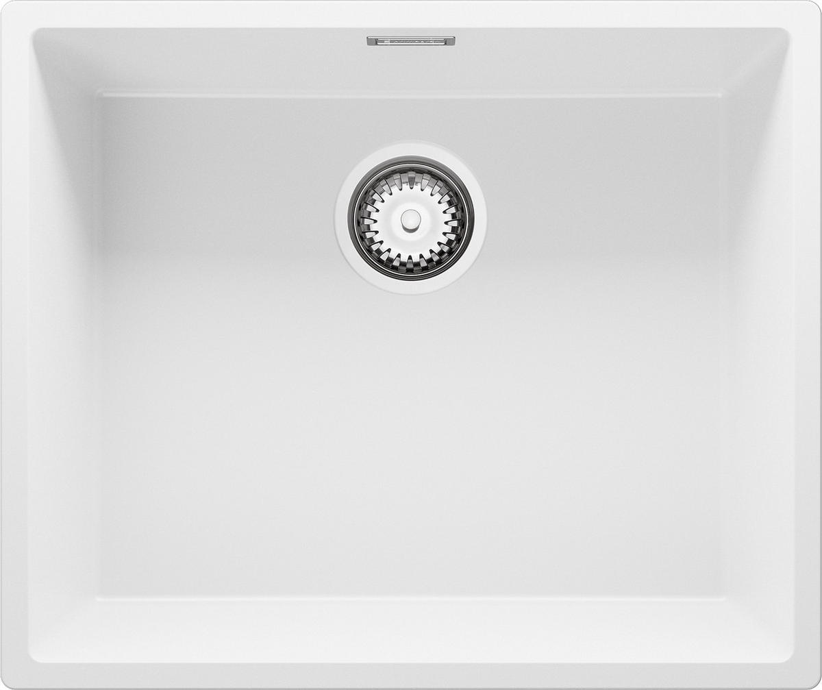 UNTERBAUSPÜLE GRANIT London, 2-er set Weiß 56/47 cm 1 Becken + Ablauf-Set ab 60er Unterschrank - Chromfarben/Weiß, Kunststoff (56/20/47cm) - Primagran