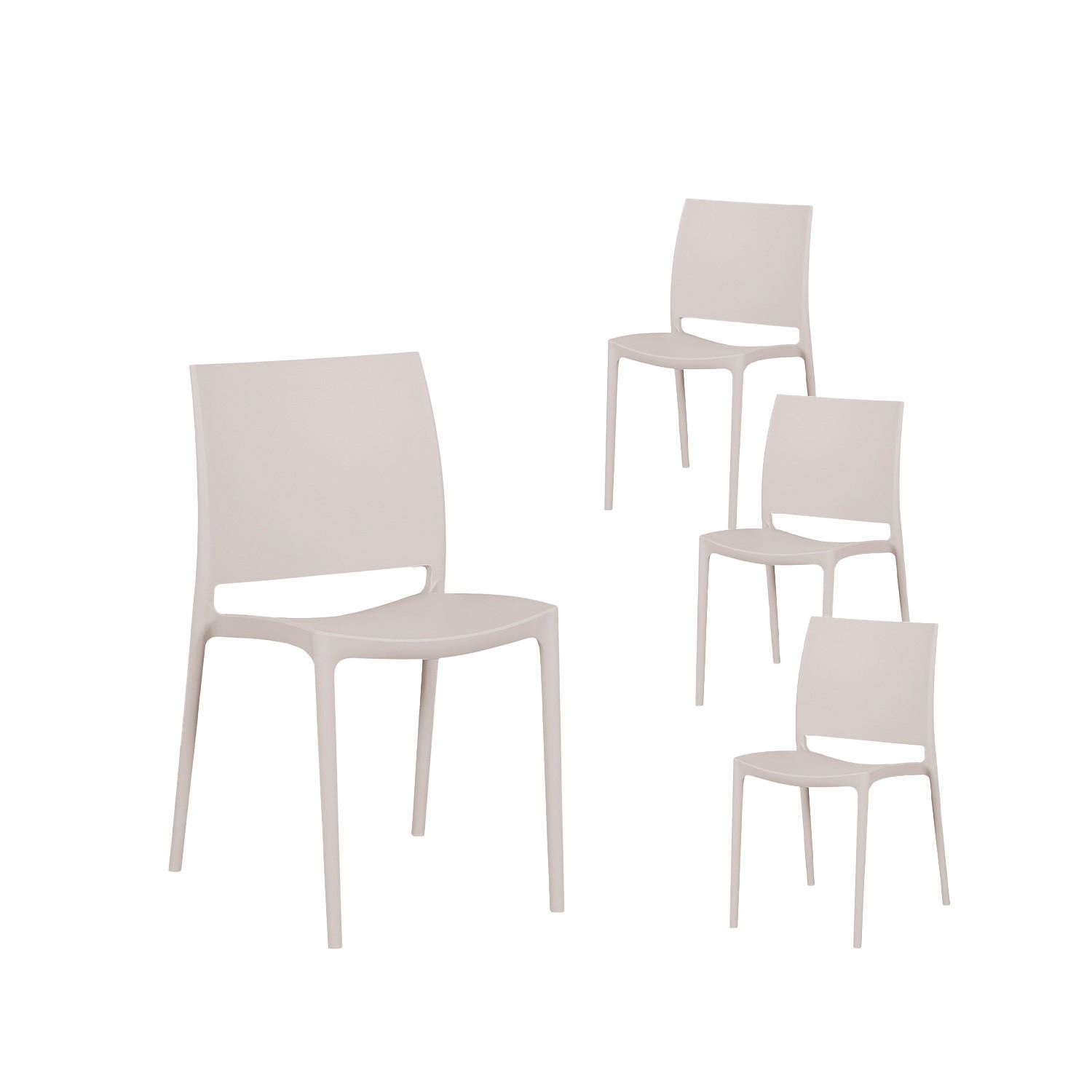 GARTENSTUHL Keir Beige 41 cm x 81 cm 4er-Set - Beige, Kunststoff (41/81/52cm) - Klast Home