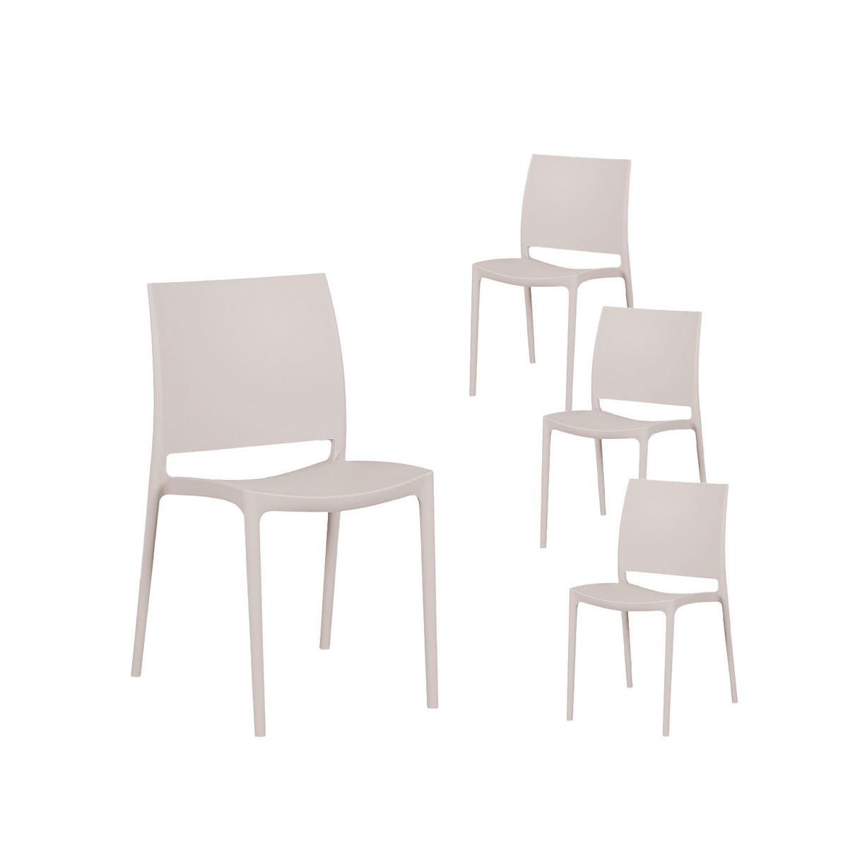 GARTENSTUHL Keir Beige 41 cm x 81 cm 4er-Set - Beige, Kunststoff (41/81/52cm) - Klast Home