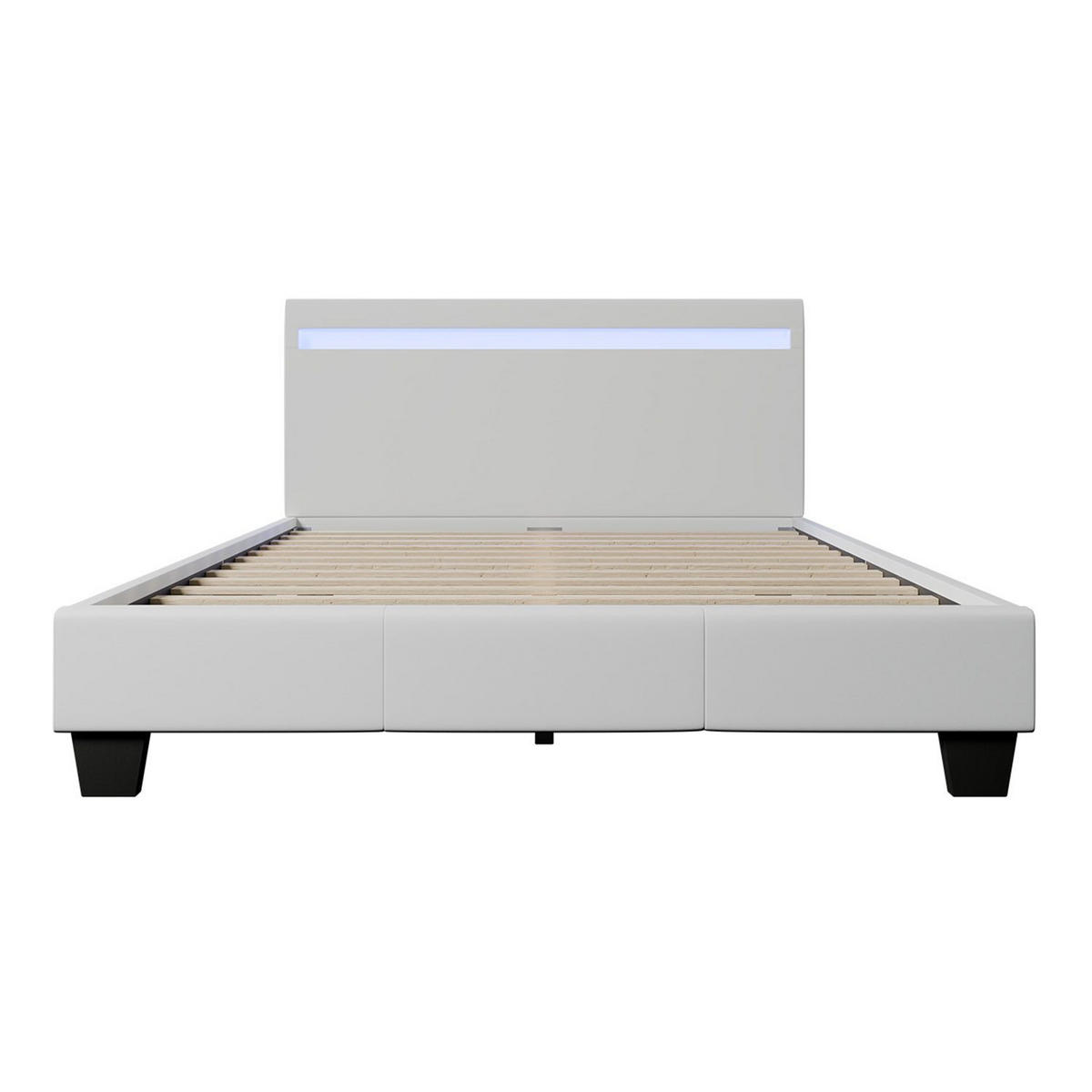 POLSTERBETT Paris mit LED weiß 120x200cm - Weiß, Holzwerkstoff (120/200cm) - Juskys