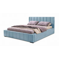 MARPUR Polsterbett NERO 180x200 cm mit Bettkasten und Lattenrost, Hellblau - Chromfarben/Hellblau, Holz/Holzwerkstoff (180/200cm) - Marpur