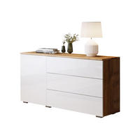 KOMMODE Paris 110 - Weiß Hochglanz/Eiche Wotan, Holzwerkstoff (111/68/39cm) - MIRJAN24