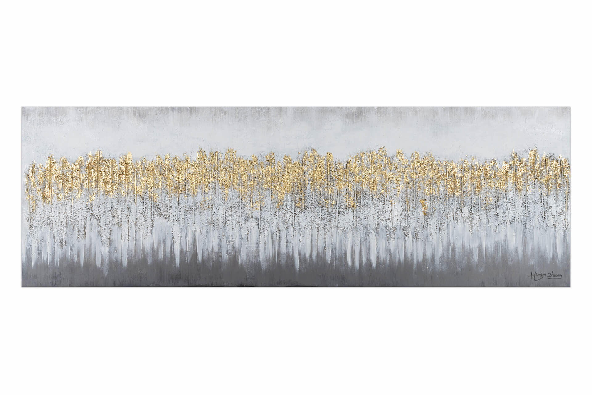 ACRYLBILD HANDGEMALT 150/50 cm - Grau, Holz/Textil (2.4/50cm) - KUNSTLOFT