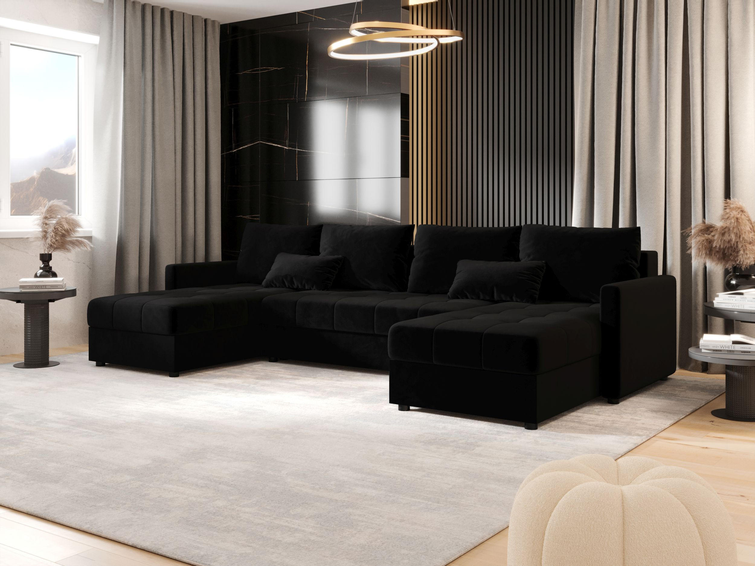 ECKSOFA MOS U BIS Itaka 15 mit Schlaffunktion - Schwarz, Textil (285/85/140cm) - Bedante