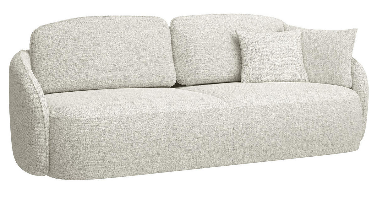 3-SITZER-SOFA Savoy Cremeweiß mit Schlaffunktion - Creme/Schwarz, Kunststoff/Textil (254/96/105cm) - Selsey