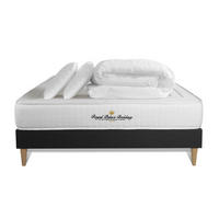 BETT Nottingham Memory-Schaum 140 x 200 cm h3 - Kit Bettgestell Schwarz - Mit Kissen und Bettdecke - Beige/Schwarz, Holz/Textil (140/200cm) - ROYAL PALACE BEDDING