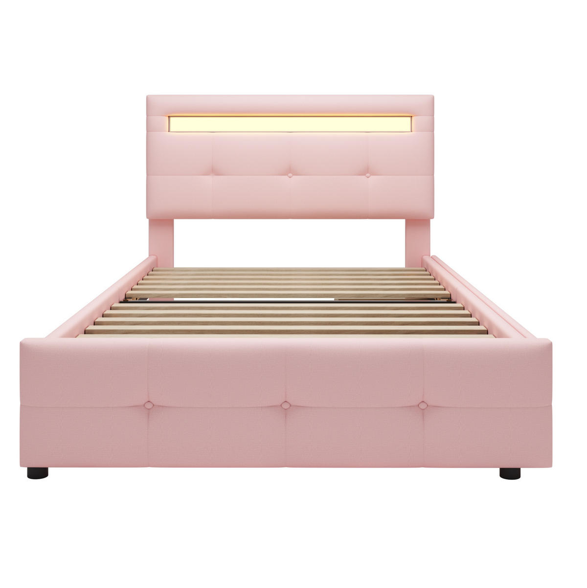 BETT mit LED und 2 Schubladen 90x200 cm Pink - Pink, Holz (90/200cm) - Meubliv