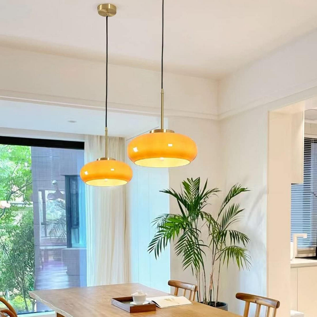 PENDELLEUCHTEN,METALL + Glas, 220 V, 12 W, Durchmesser 38 cm - Gelb, Metall (28/28/15.5cm) - Authentics