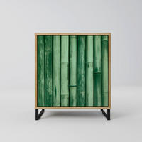 SIDEBOARD NATURAL GREEN, Eichefarben, 57,5x42x67,5 cm, Schwarze Metall-Rahmenfüße - Eichefarben/Multicolor, Holzwerkstoff/Metall (57.5/67.5/42cm) - SpaceRebels