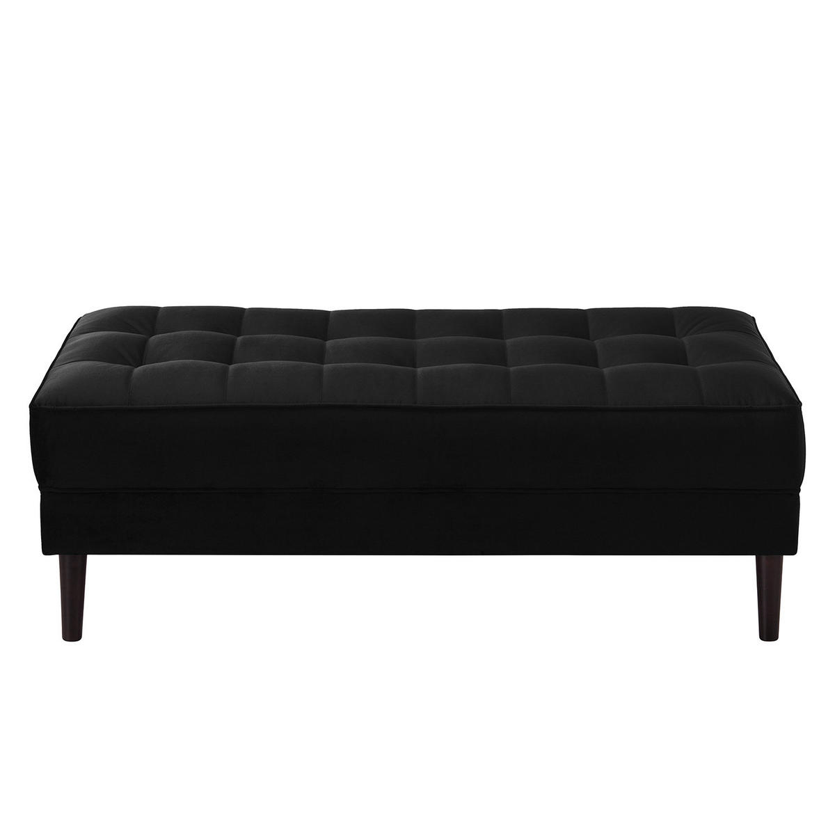 HOCKERBANK - Samt - Schwarz, Birkenholz/Textil (124/43/69cm) - home24