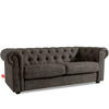 3-SITZER-SOFA GRAVO Chesterfield, Kunstleder - Wengefarben/Graphitfarben, Leder/Holz (202/72/95cm) - KONSIMO®