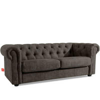 3-SITZER-SOFA GRAVO Chesterfield, Kunstleder - Wengefarben/Graphitfarben, Leder/Holz (202/72/95cm) - KONSIMO®