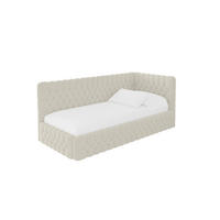 EINZELLBETT Jugendbett mit Bettkasten, Links - MULY 90x200 Beige - Champagner, Holzwerkstoff/Textil (90/200cm) - ALTDECOR