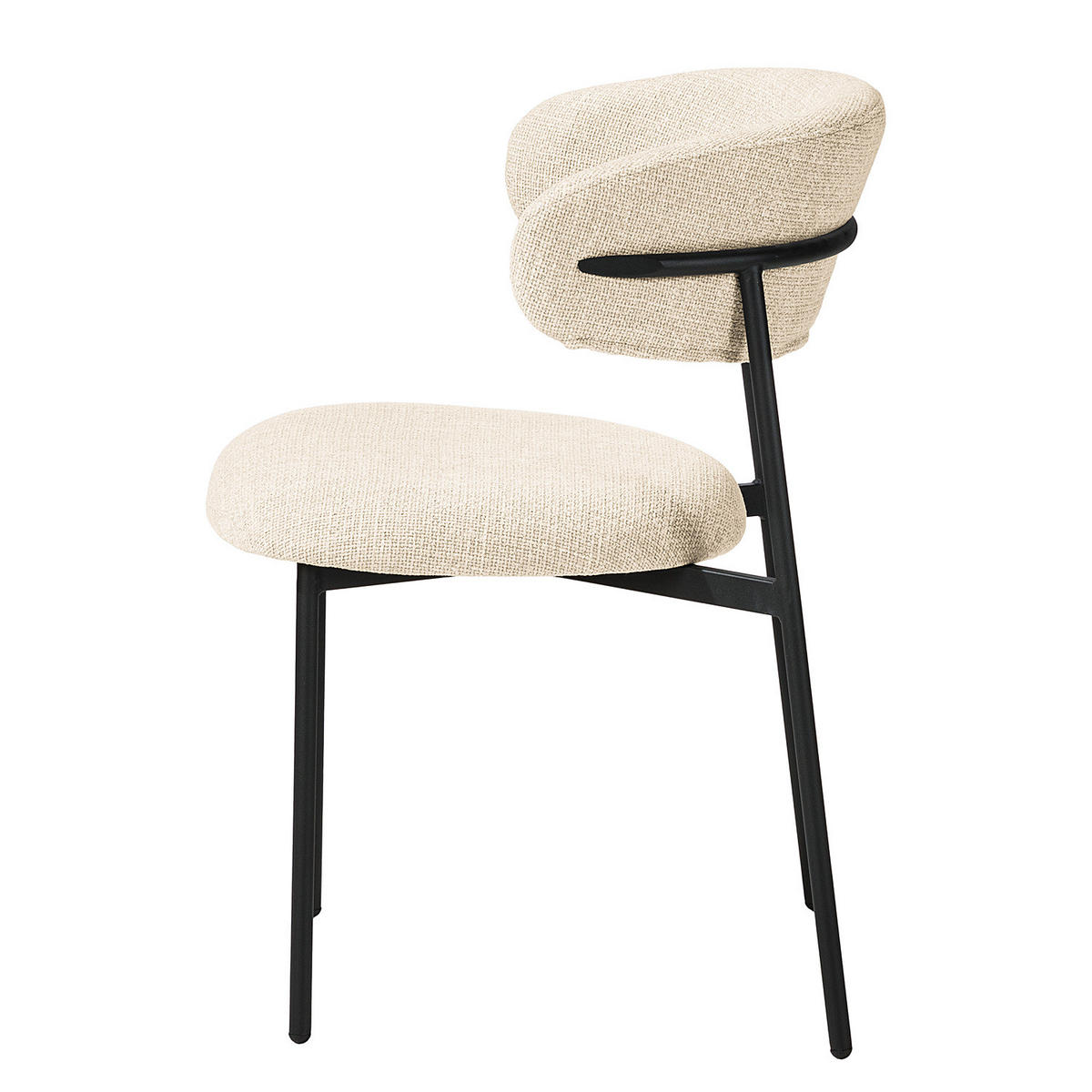 POLSTERSTUHL - Strukturstoff / Edelstahl, 2er-Set - Creme/Schwarz, Metall (58/80/54cm) - home24