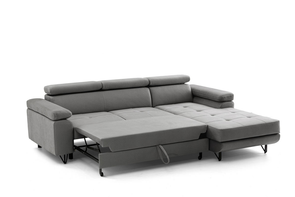 ECKSOFA NORIS L Grau mit Schlaffunktion Rechts - Grau, Holz/Textil (250/183cm) - Muffo