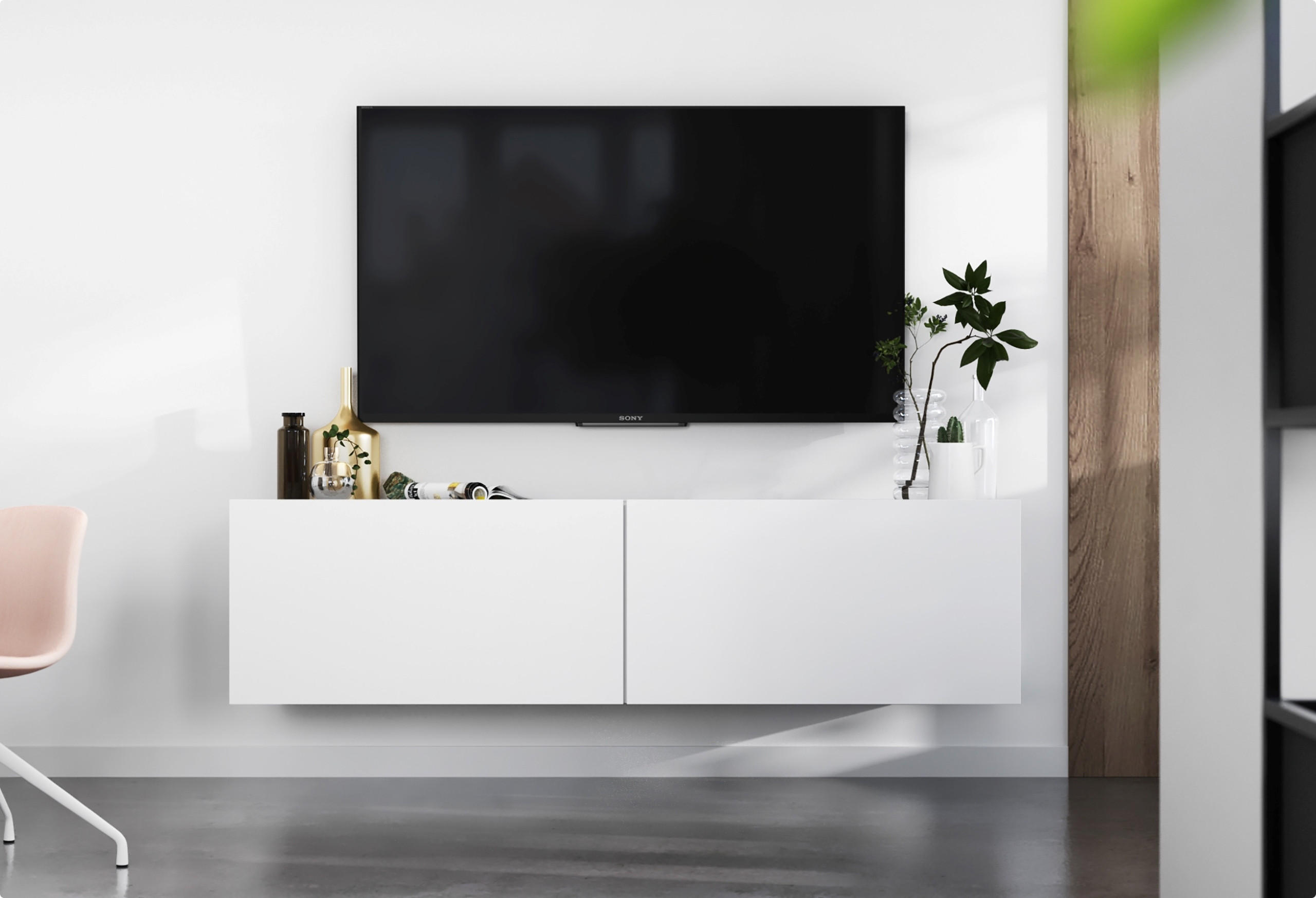 TV-SCHRANK Enjoy Weiß matt 120 cm - Weiß, Holzwerkstoff (120/30/35cm) - Meble Lindner