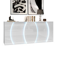 SIDEBOARD aus Spanplatte 150x40x70 cm Weiß mit LED-Beleuchtung und 3 Türen - Weiß, Holzwerkstoff (150/70/40cm) - IVMEU