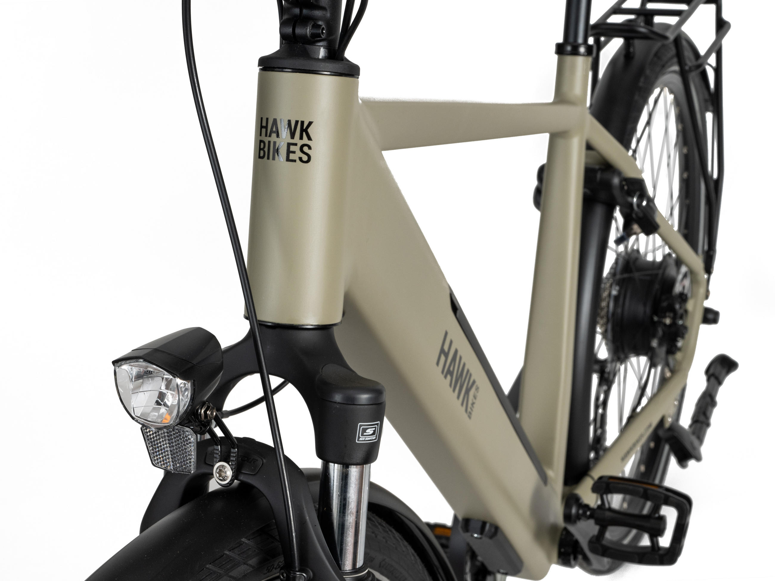 E-TREKKING Integrated Gent Bafang E-Bike Sand 28 Zoll Gr: 53cm - Sandfarben, Metall (53cm) - Hawk Bikes