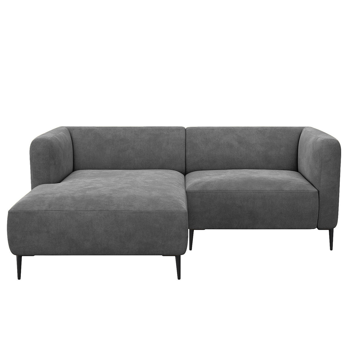 1,5-SITZER ECKSOFA mit Longchair - Schwarz/Grau, Textil/Metall (211/148cm) - home24