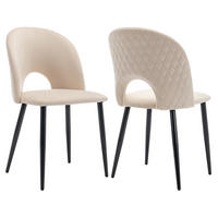 POLSTERSTUHL 2er-Set mit Rückenlehne Samt Beige Metallgestell - Beige, Metall (44/84/47cm) - Meubliv