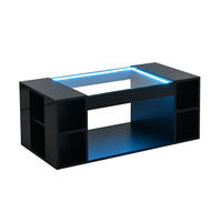 COUCHTISCH DE-070 LED-Glas Schwarz - Schwarz, Holzwerkstoff (50/100/40cm) - ComfortXL