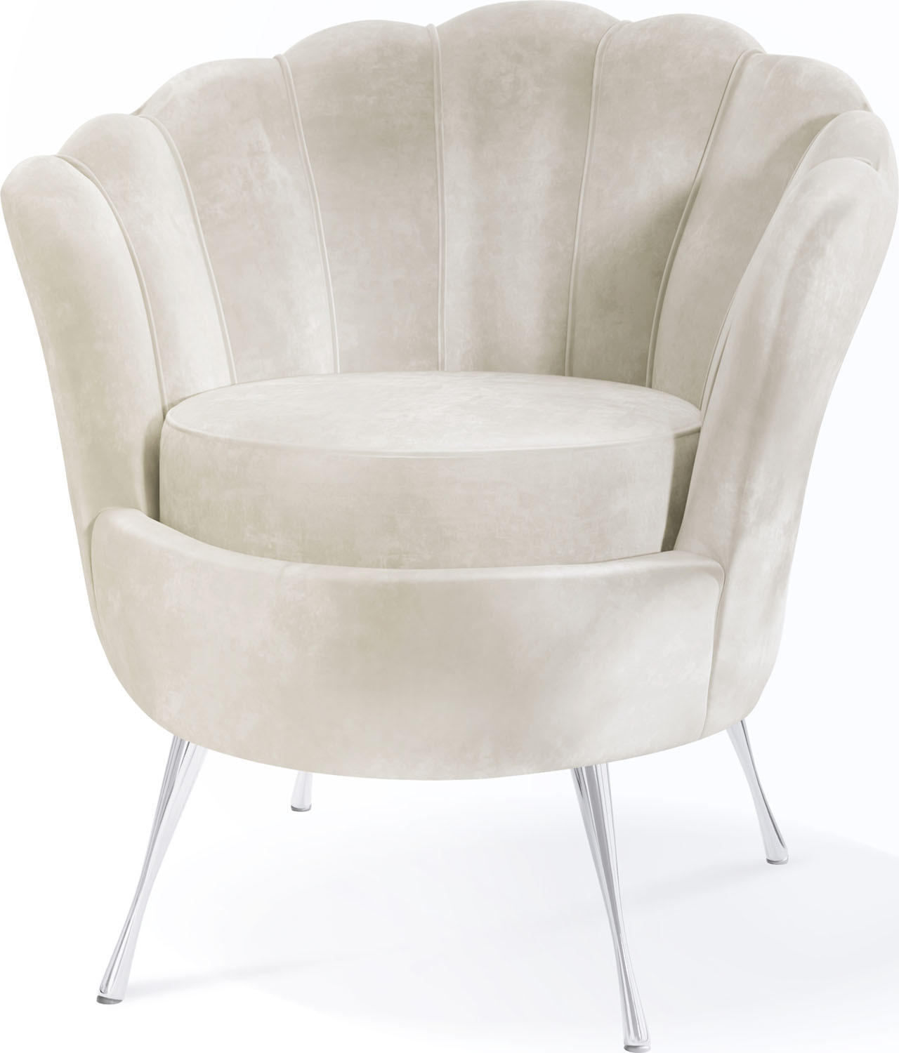 SESSEL Muschel in Beige - Beige/Silberfarben, Textil (82/70/55cm) - WFL GROUP