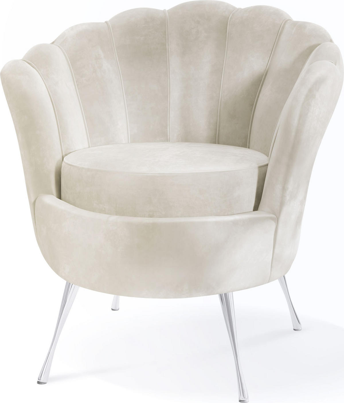 SESSEL Muschel in Beige - Beige/Silberfarben, Textil (82/70/55cm) - WFL GROUP