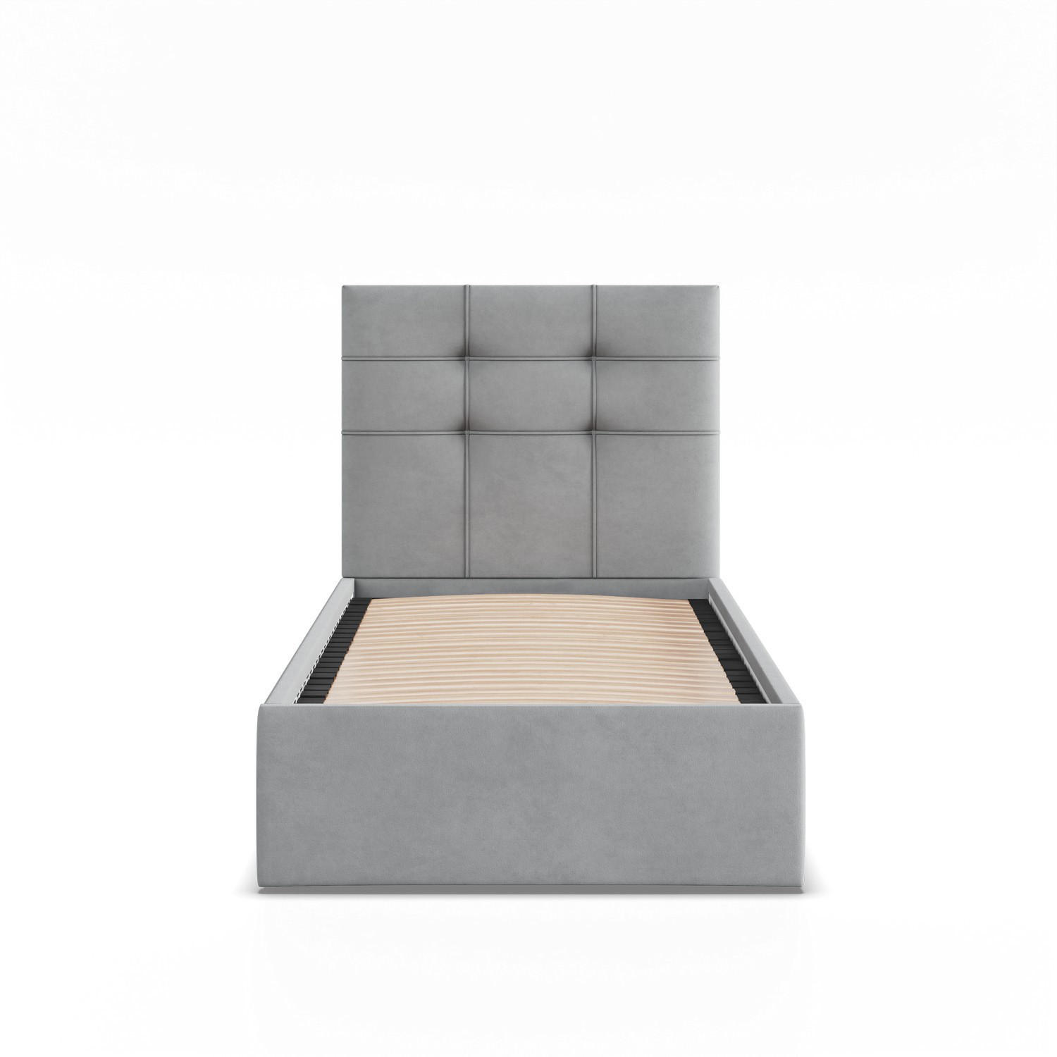 POLSTERBETT MIT KOPFTEIL 90x200 ohne Bettkasten SORIA, Grau - Grau, Textil (90/200cm) - Mebligo