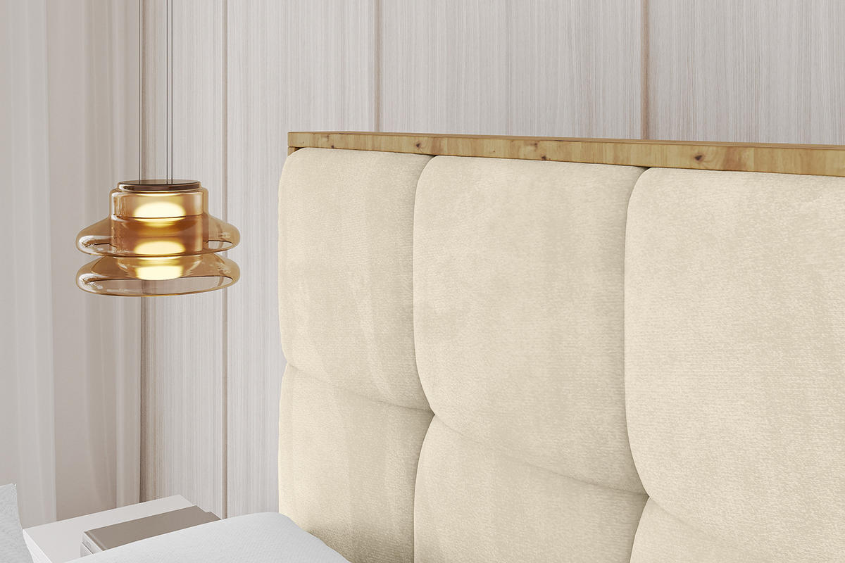 POLSTERBETT mit Bettkasten, Fußteil und Lattenrost, Boxbett ohne Matratze - ENZO7-Z 160x200 Beige - Ecru, Holzwerkstoff/Textil (160/200cm) - ALTDECOR