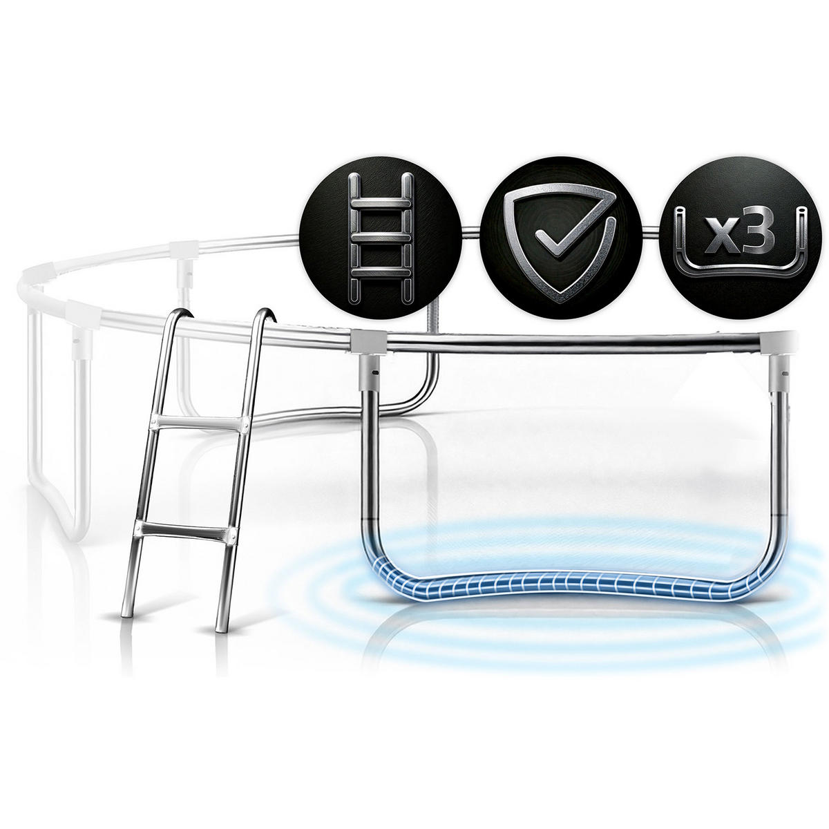 GARTENTRAMPOLIN 10 ft/312 cm mit Innengitter und Leiter - Grün, Metall (312/312cm)
