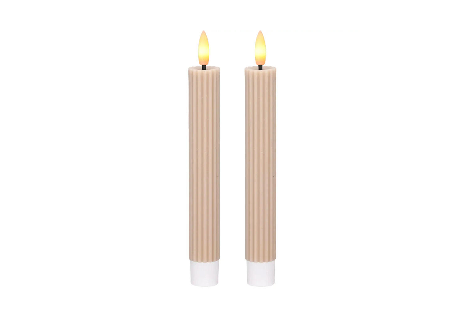 LED-KERZENSET Ø2,2x15,5 cm, Beige - Beige, Naturmaterialien (2.2/2.2/15.5cm) - dasmöbelwerk