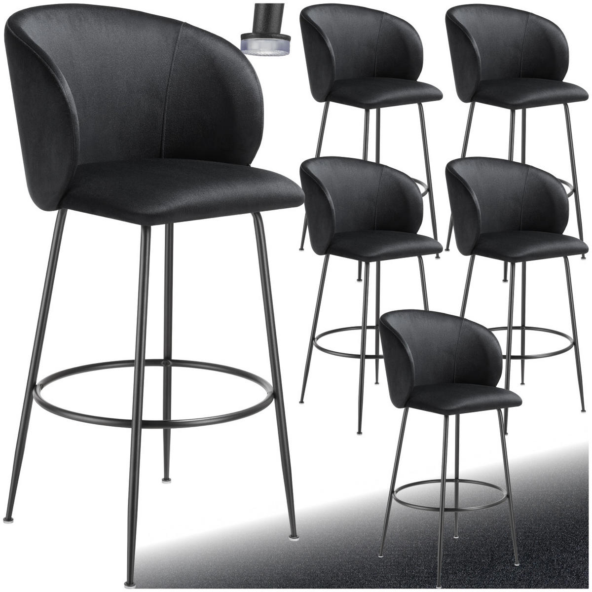 BARSTUHL Luana,51 x 60 x 106 cm, Belastbarkeit 120 kg,schwarz/schwarz - Schwarz, Kunststoff (51/106/60cm) - tectake