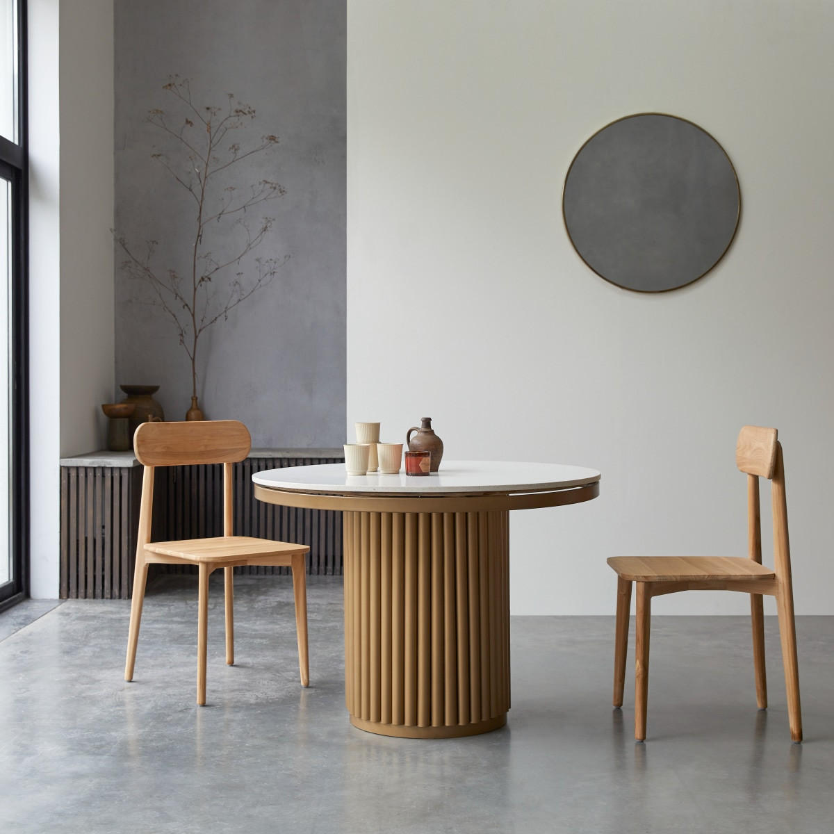 TISCH Isaure Weiß aus Terrazzo - Weiß, Stein (107/107/76cm) - Tikamoon