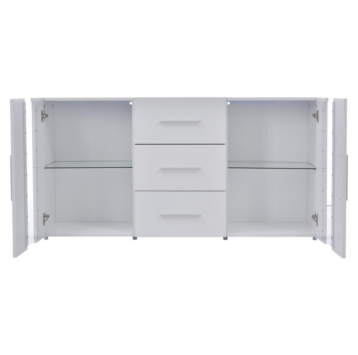 TV-LOWBOARD aus MDF 140x35x70 cm Weiß mit LED-Beleuchtung, 3 Schubladen und Stauraum - Weiß, Holzwerkstoff (140/70/35cm) - IVMEU