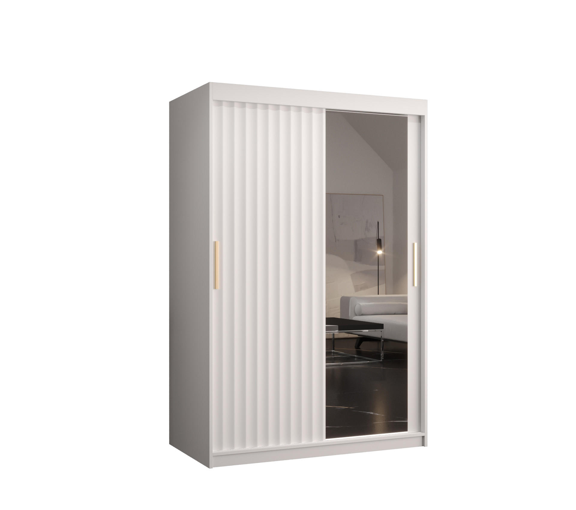 Abiks Möbel Schwebetürenschrank Weiß 120x200x62 cm