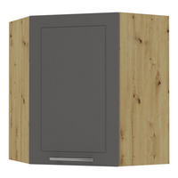 KÜCHENHÄNGESCHRANK Kvantum W10/60 Graphit Matt / Eiche Artisan Matt 60 / 60 / 72cm - Graphitfarben/Eiche Artisan, Holz/Holzwerkstoff (60/72/60cm) - Feldmann-Wohnen