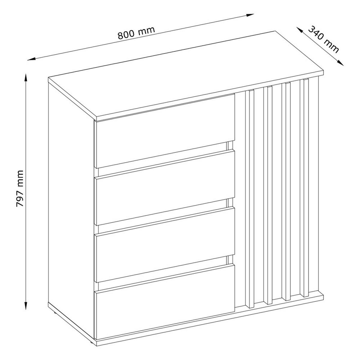 KOMMODE Davis-166 - Braun, Holzwerkstoff (80/80/34cm) - Lomado