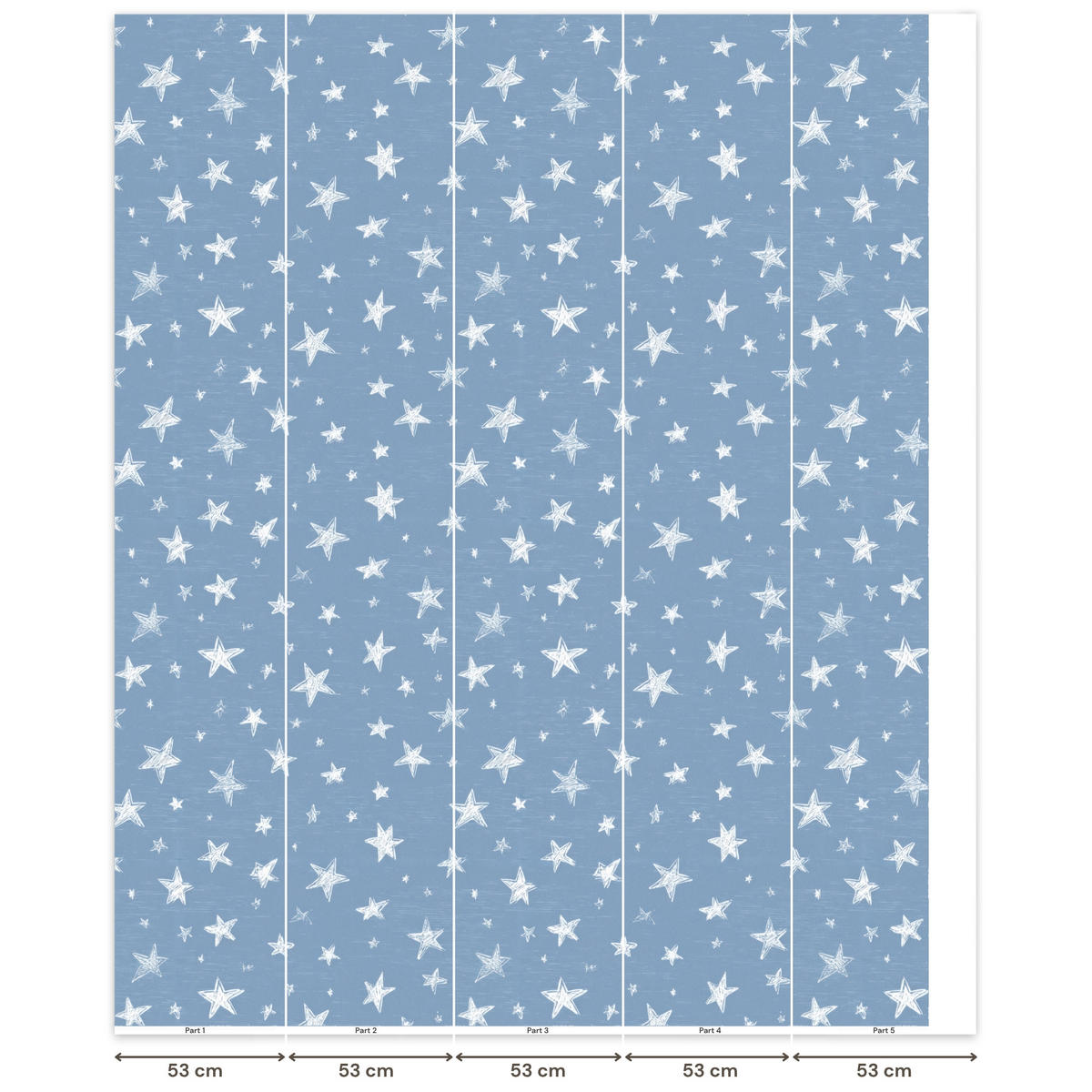KINDERTAPETE - Sterne - Muster - Blau - 240x300 cm - Hellblau, Papier (240/300cm) - OnlyWow
