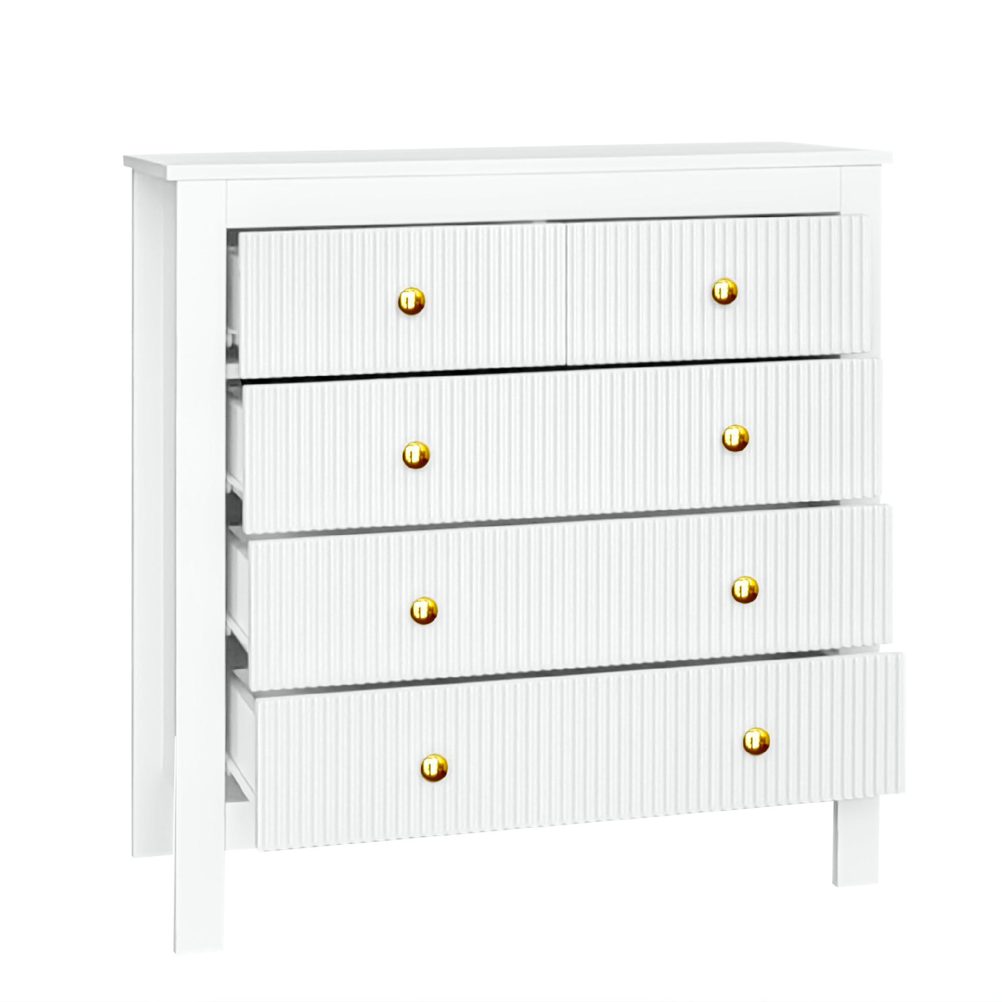 KOMMODE aus Spanplatte 79x80,5x39,5cm in Weiß mit 5 Schubladen - Weiß, Holzwerkstoff (80.5/80.5/39.5cm) - Modfu