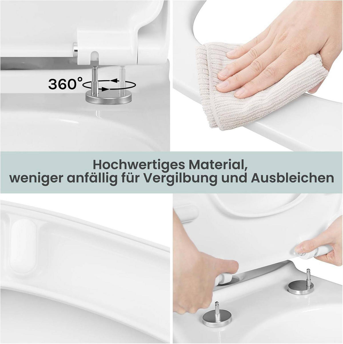 WC SITZ, Toilettendeckel, WC Sitz Eckig Weiß - Weiß, Kunststoff (36/5/45cm) - Woltu