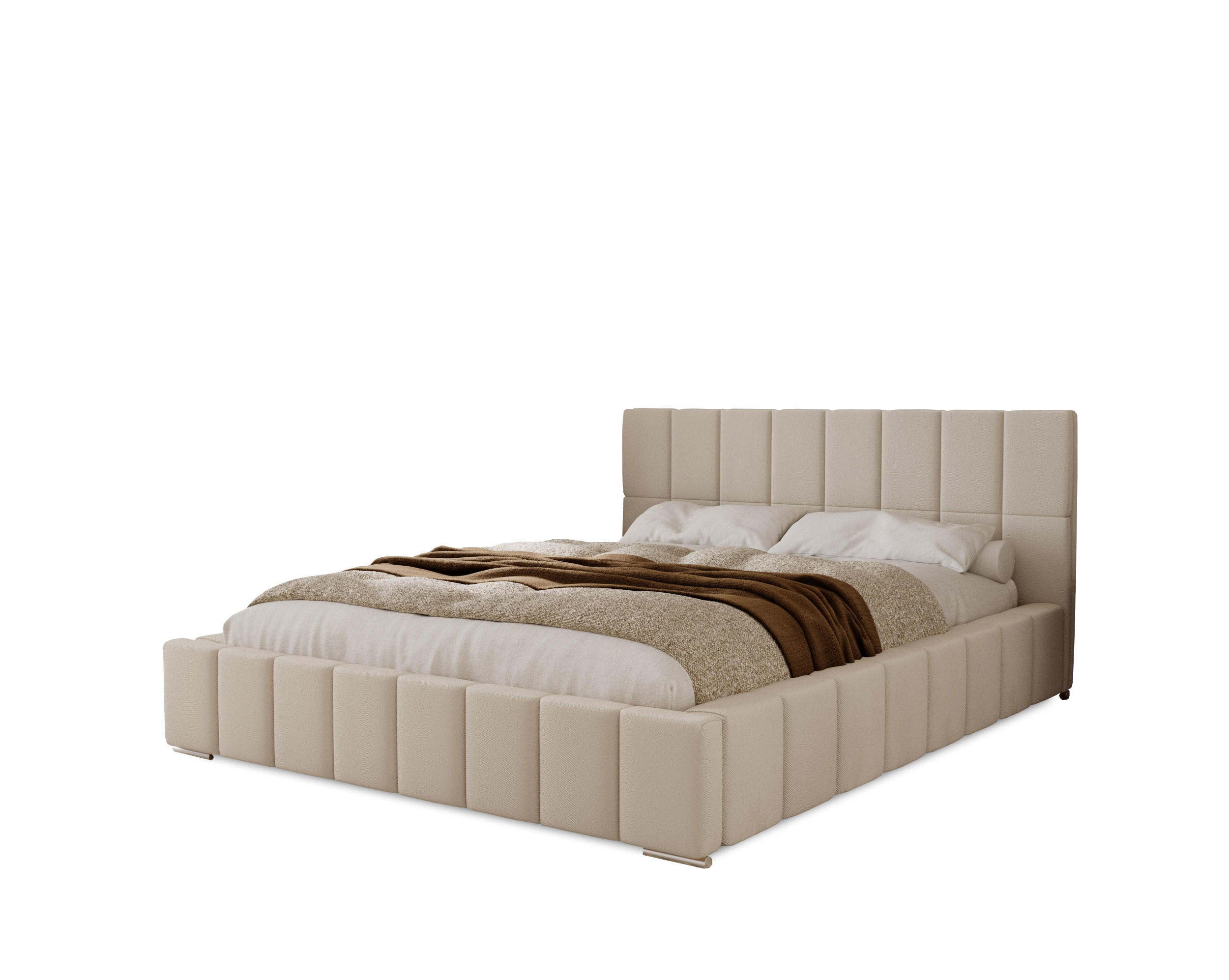 POLSTERBETT Alma 160x200 cm, Doppelbett mit Bettkasten und Lattenrost aus Holz, Velourstoff: Beige - Beige, Holz/Textil (160/200cm) - Marpur