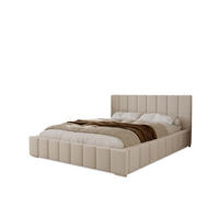 POLSTERBETT Alma 160x200 cm, Doppelbett mit Bettkasten und Lattenrost aus Holz, Velourstoff: Beige - Beige, Holz/Textil (160/200cm) - Marpur