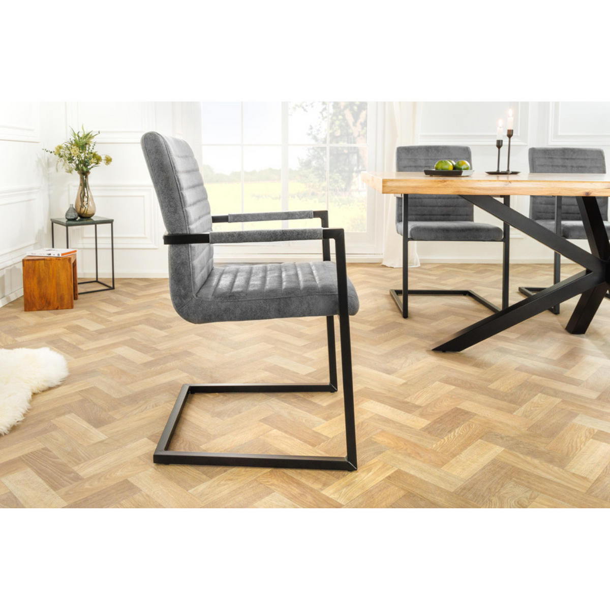 STUHL LOFT Microfaser Grau - Grau, Textil (54/91/55cm) - riess-ambiente