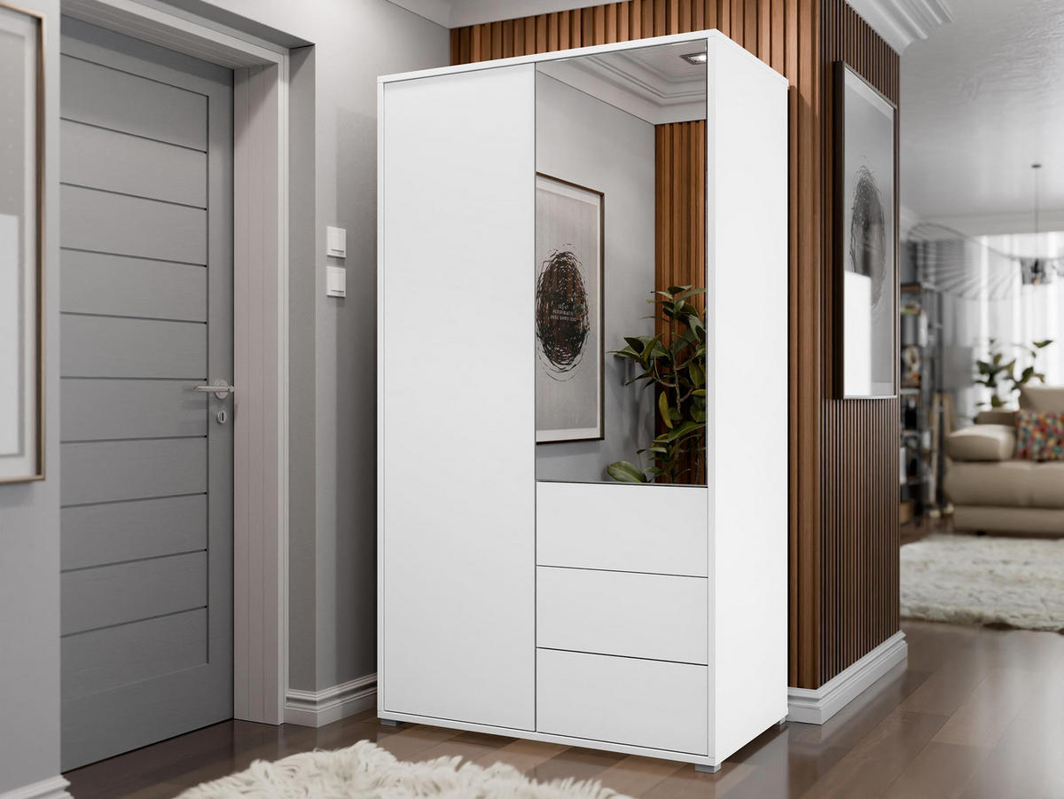 KLEIDERSCHRANK Gesita 2D3SZ - Silberfarben/Weiß, Holzwerkstoff/Kunststoff (100/178/59cm) - MIRJAN24