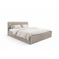 POLSTERBETT Sona Beige 90x200 cm, mit Bettkasten und hohem Kopfteil - Beige, Holzwerkstoff/Textil (90/200cm) - Bettso